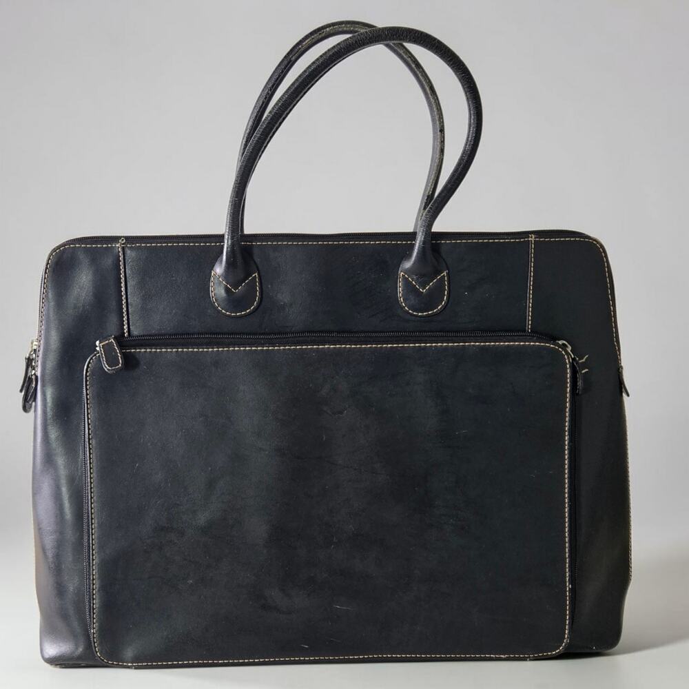 Vintage Wilsons Leather Executive Briefcase Black Tote Shoulder Laptop Work Bag